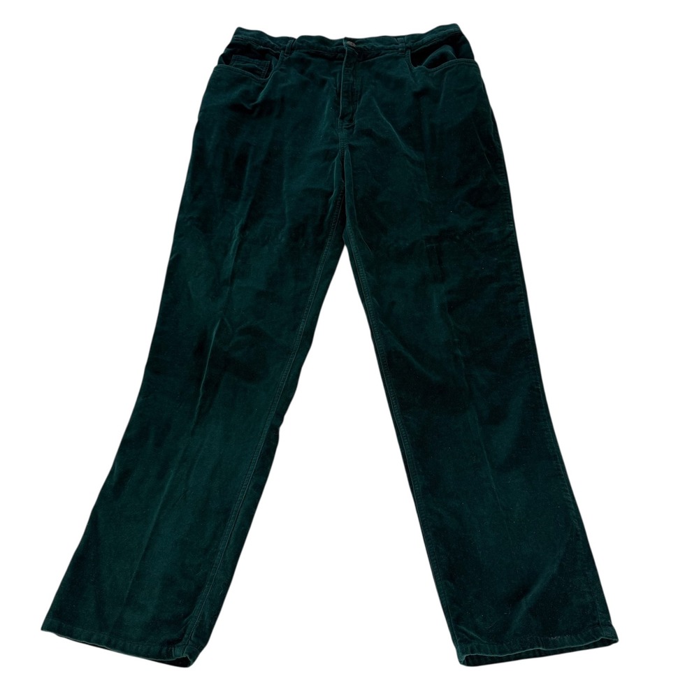 SOSTANZA Deep Green‎ Velvet Pants Women's Size 16 Plus Straight Leg High Rise